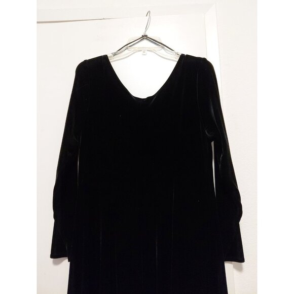 Onyx Nite Vintage Black Velvet Maxi Dress Long Sleeves Scoop Neck 16 - Picture 6 of 7